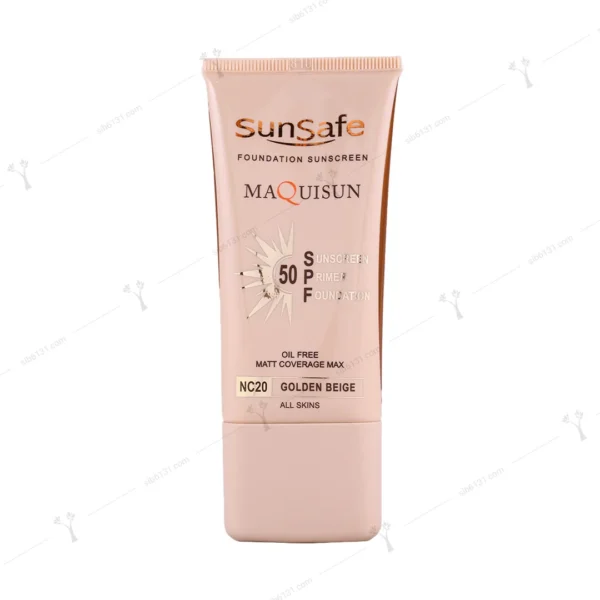 ضد آفتاب کرم پودری سان سیف فاقد چربی بژ طلایی spf 50