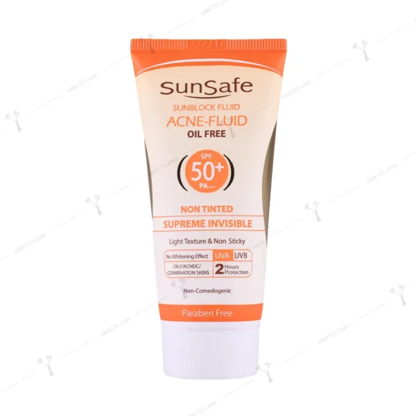 فلوئید ضد آفتاب بی رنگ سان سیف فاقد چربی spf 50