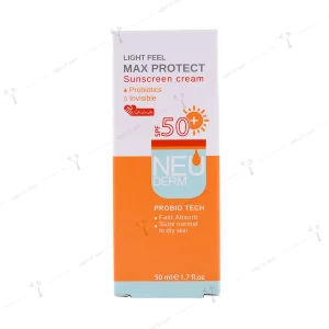 کرم ضد آفتاب بی رنگ نئودرم پوست خشک spf 50