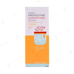 کرم ضد آفتاب بی رنگ نئودرم پوست چرب spf 50