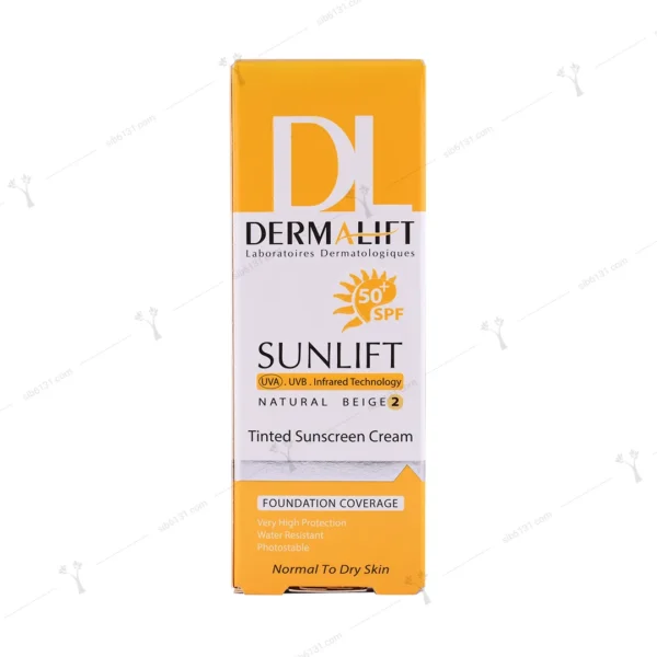 کرم ضد آفتاب درمالیفت +spf 50 پوست معمولی و خشک بژ طبیعی 40 میلی لیتری