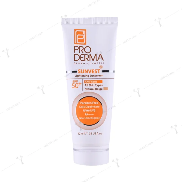 کرم ضد آفتاب ضد لک پرودرما بژ طبیعی spf 50