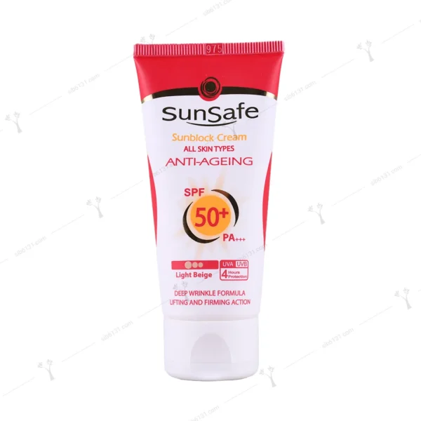 کرم ضد آفتاب ضد چروک سان سیف مناسب انواع پوست سان سیف  بژ روشن +spf 50