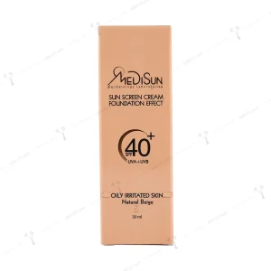 کرم ضد آفتاب مدیسان با پوشش کرم پودری پوست چرب و حساس بژ طبیعی +spf 40