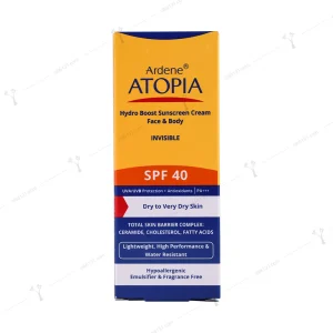 کرم ضد آفتاب بی رنگ آردن آتوپیا پوست خشک و خیلی خشک 50 گرمی spf 40