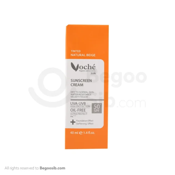 کرم ضد آفتاب SPF50 مناسب پوست خشک و معمولی بژ طبیعی وچه 40 میلی لیتری