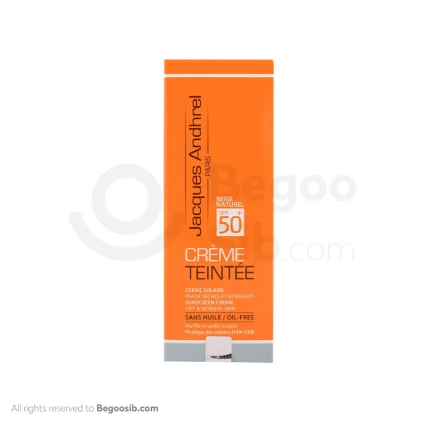 کرم ضد آفتاب SPF50 ژاک آندرل پاریس مناسب پوست های خشک و معمولی بژ طبیعی 50 میلی لیتری