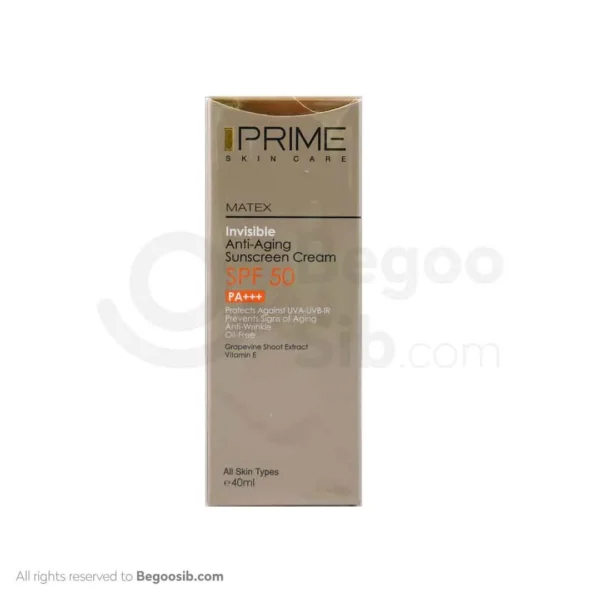 کرم ضد آفتاب جوان کننده SPF50 فاقد رنگ و چربی پرایم حجم 40 میلی لیتری