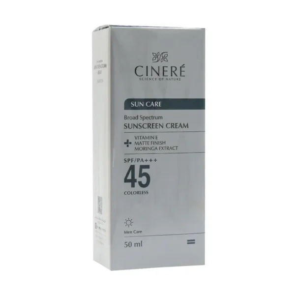 کرم ضد آفتاب بی رنگ سینره با SPF45 مناسب آقایان 50 میلی لیتری