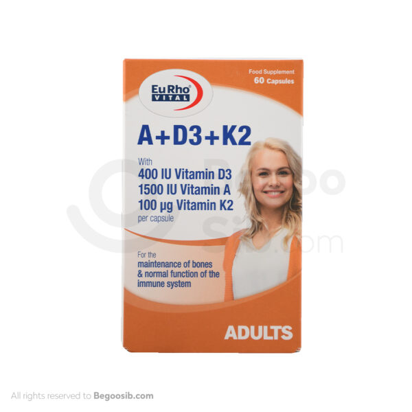 کپسول ژلاتینی نرم ویتامین آ و د3 و کا2 یوروویتال 60 عددی