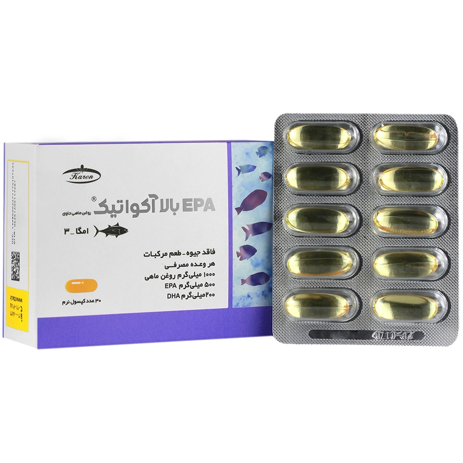 171958290682024122311 امگا 3 1000 ای پی آ بالا آکواتیک کارن 30 عددی - Image 1