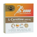 محلول خوراکی ال کارنیتین 2000 میلی گرم با طعم پرتقال مکس اونیو 10 عددی